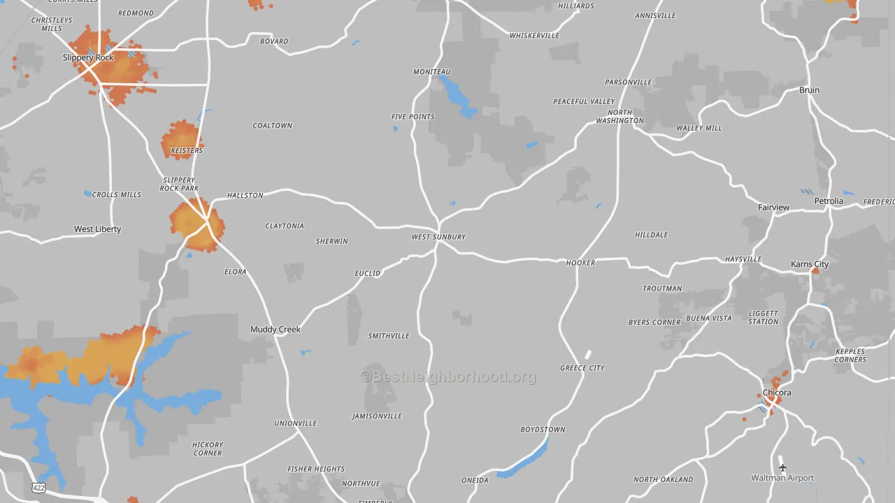 Bike Grade map of West Sunbury, PA