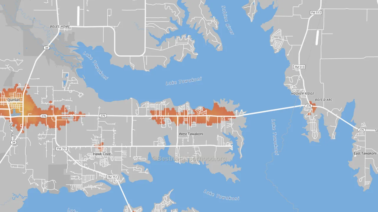 Bike Grade map of West Tawakoni, TX