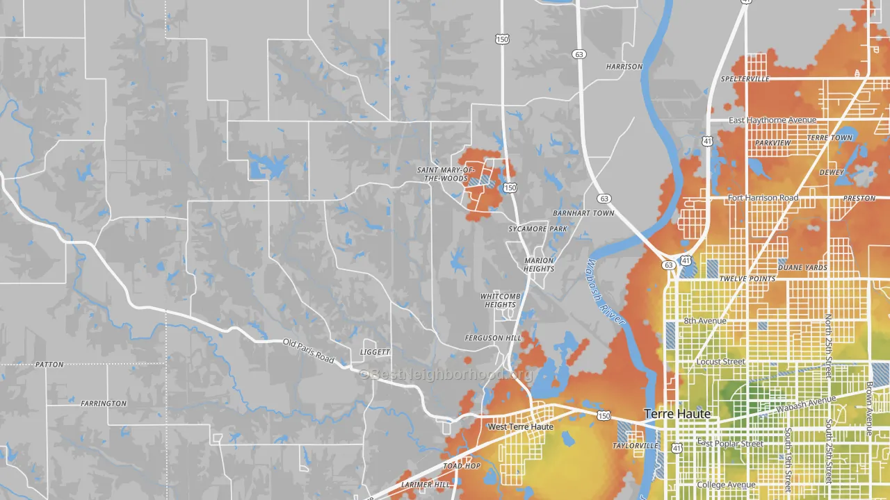 Bike Grade map of West Terre Haute, IN