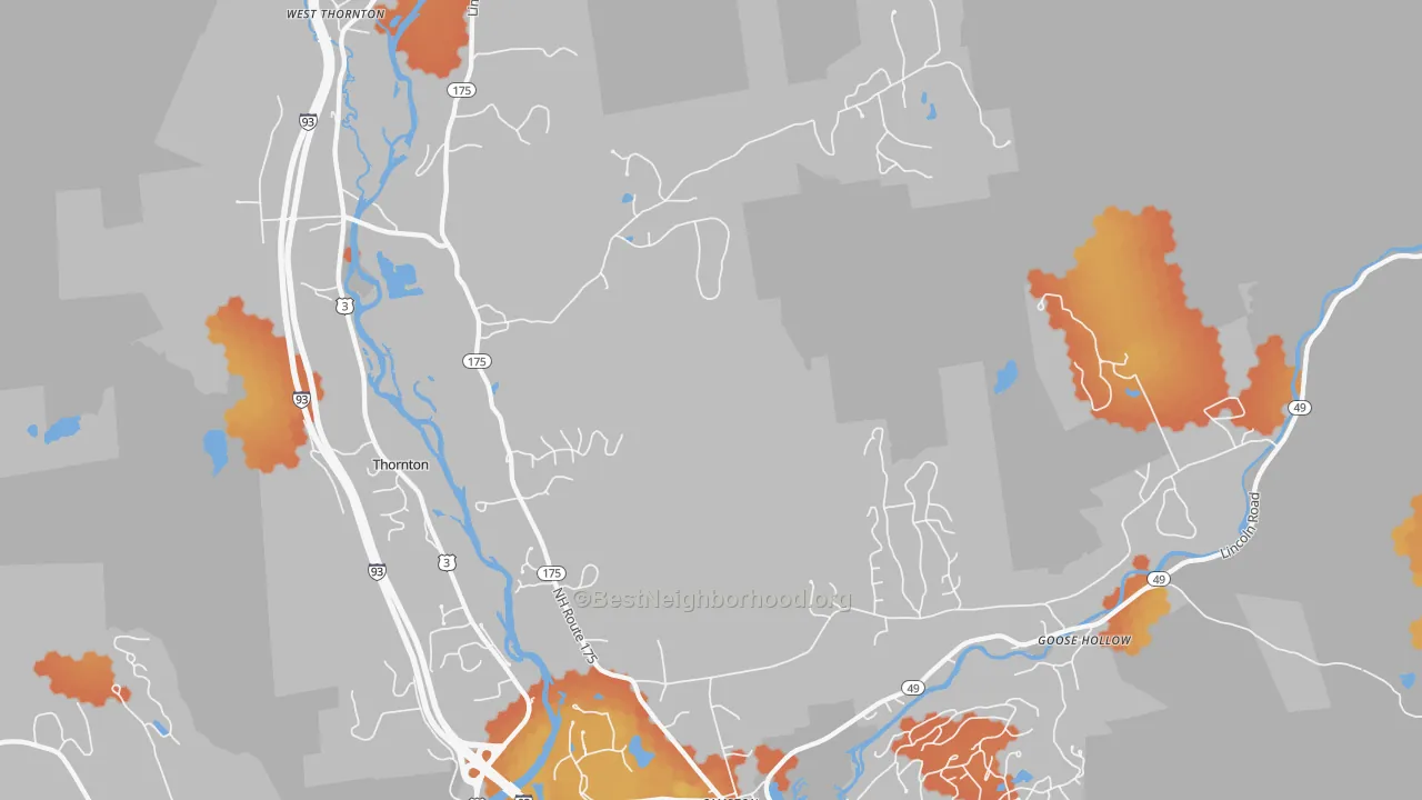 Bike Grade map of West Thornton, NH
