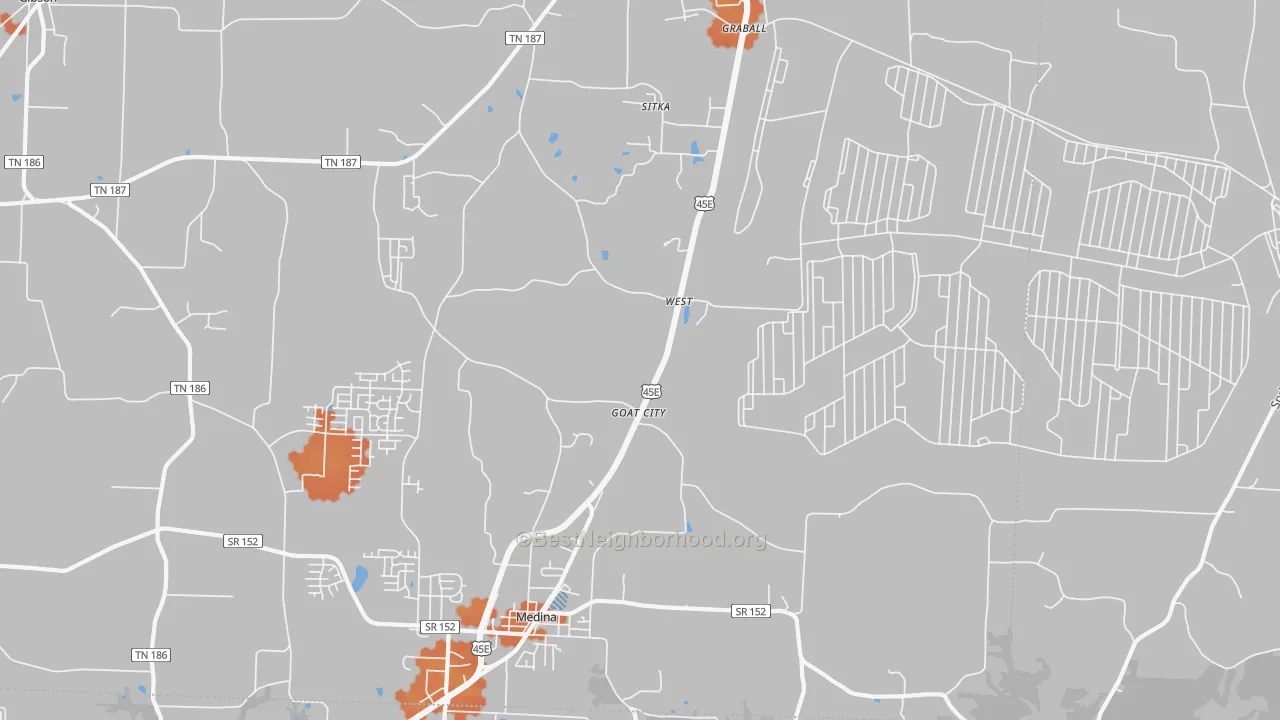 Bike Grade map of West, TN