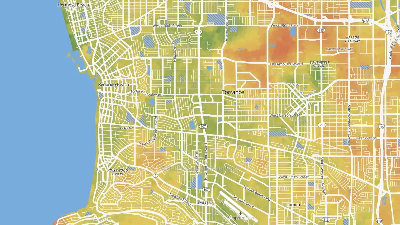 Bike Grade map of West Torrance, Torrance, CA