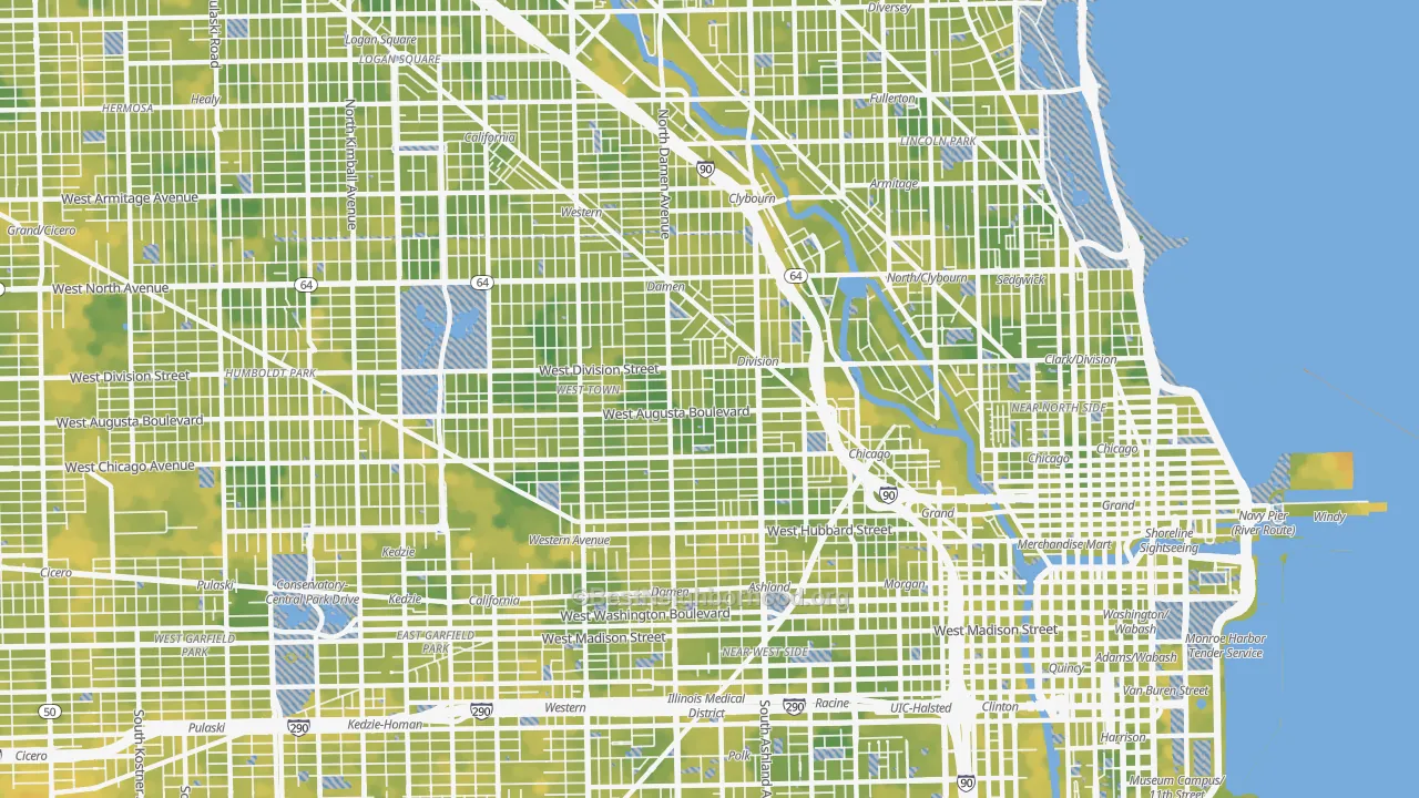 Bike Grade map of West Town, Chicago, IL