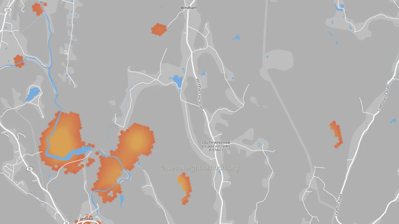 Bike Grade map of West Townshend, VT