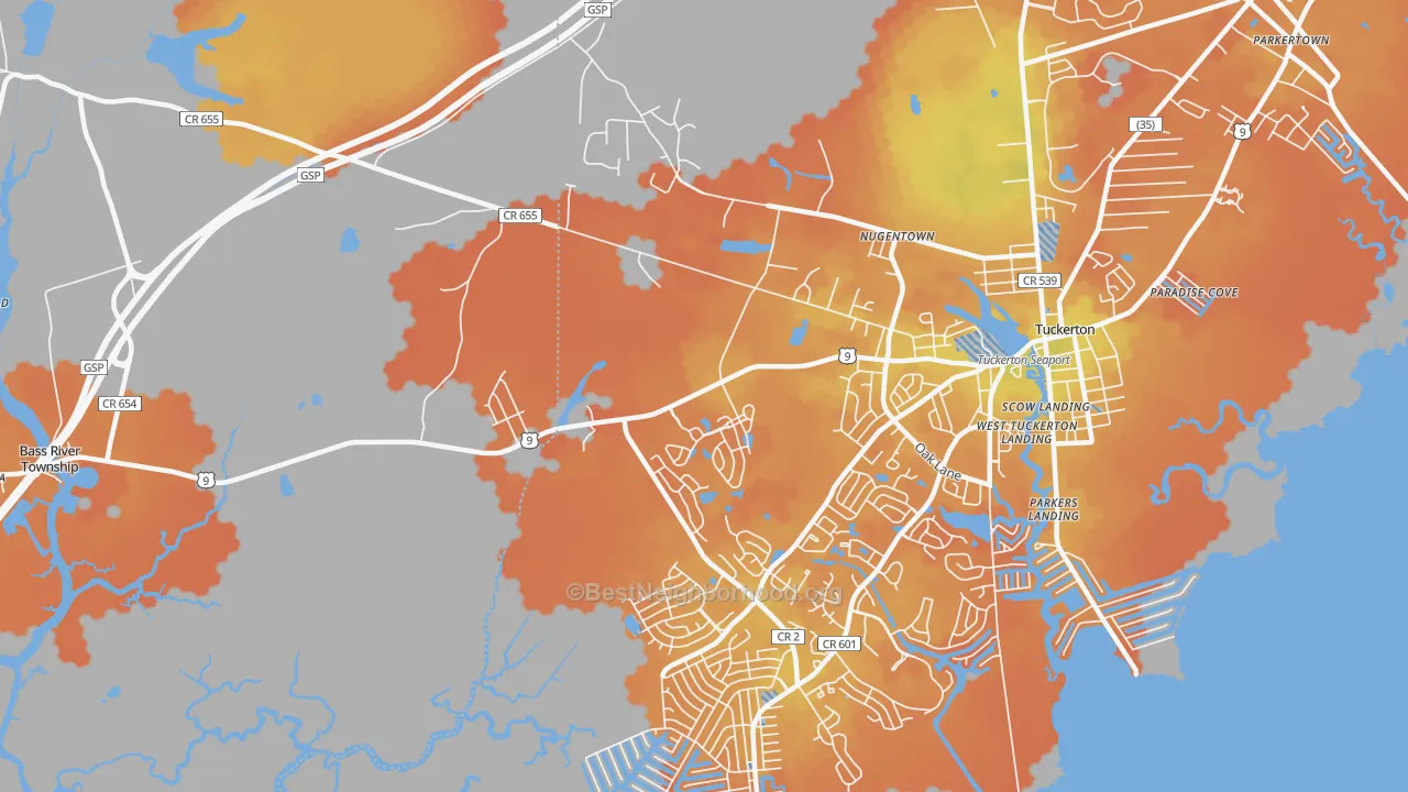 Bike Grade map of West Tuckerton, NJ