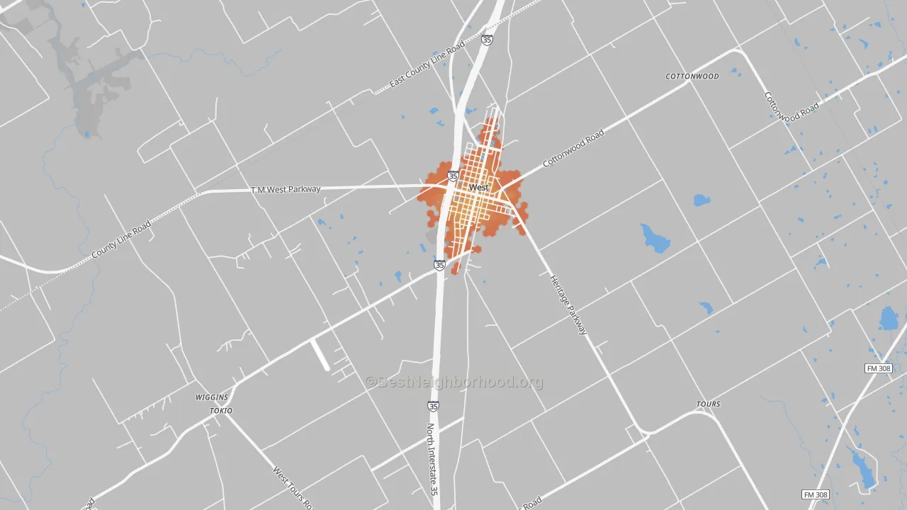 Bike Grade map of West, TX