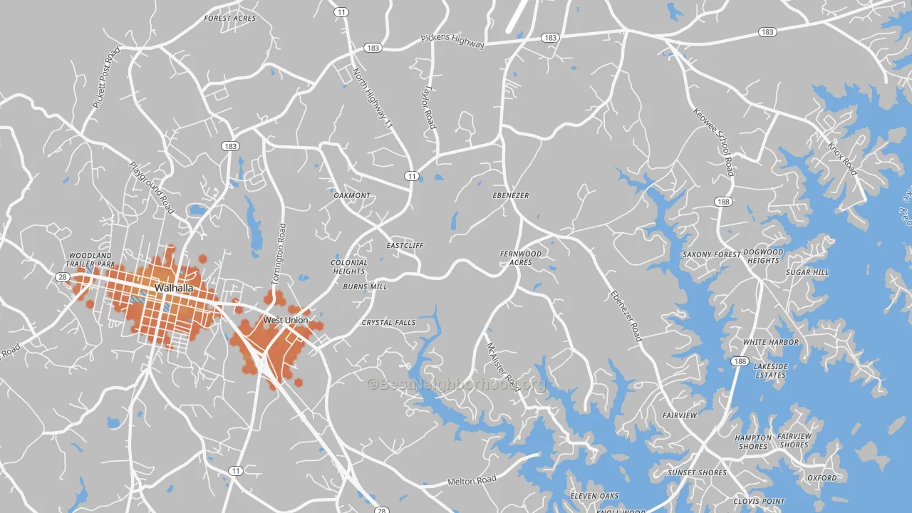 Bike Grade map of West Union, SC