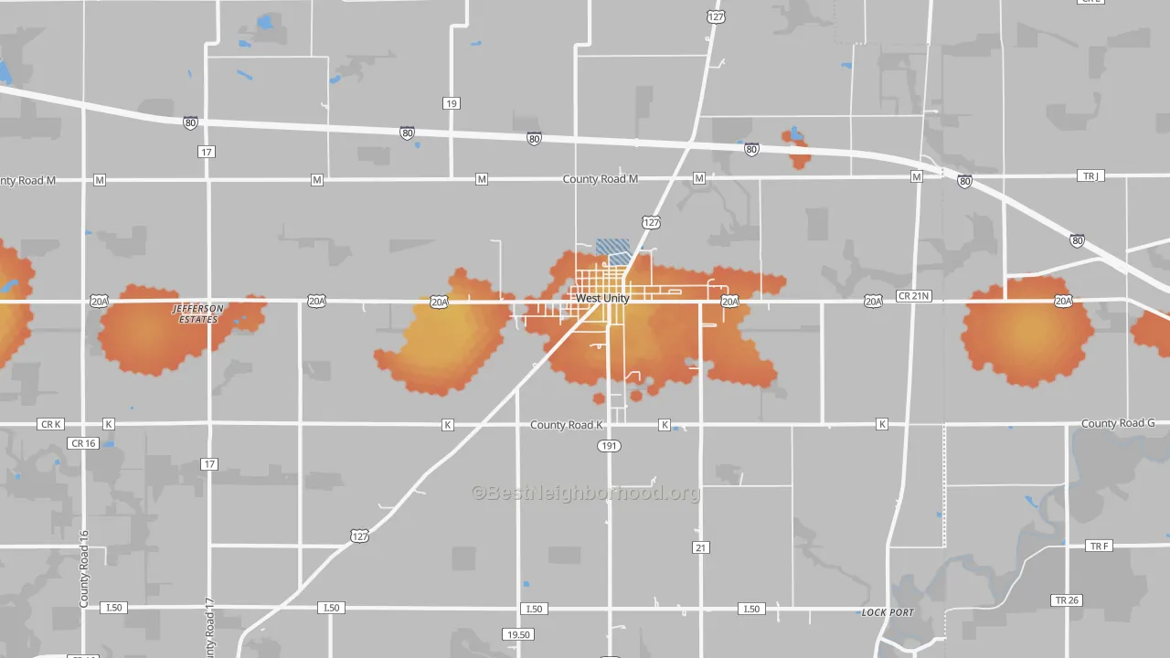 Bike Grade map of West Unity, OH