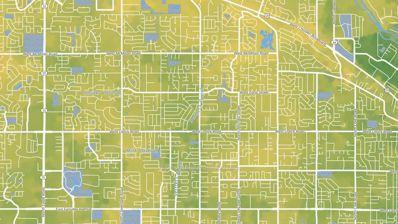 Bike Grade map of West Valley, Boise, ID
