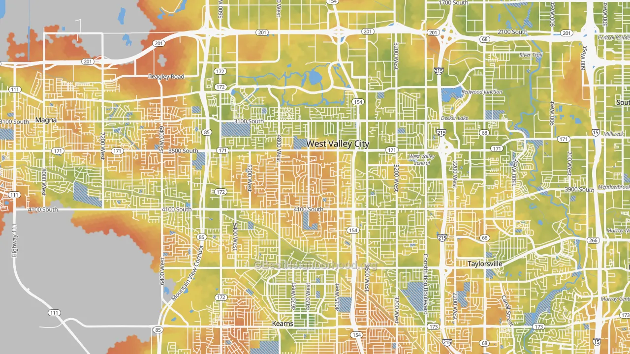 Bike Grade map of West Valley City, UT