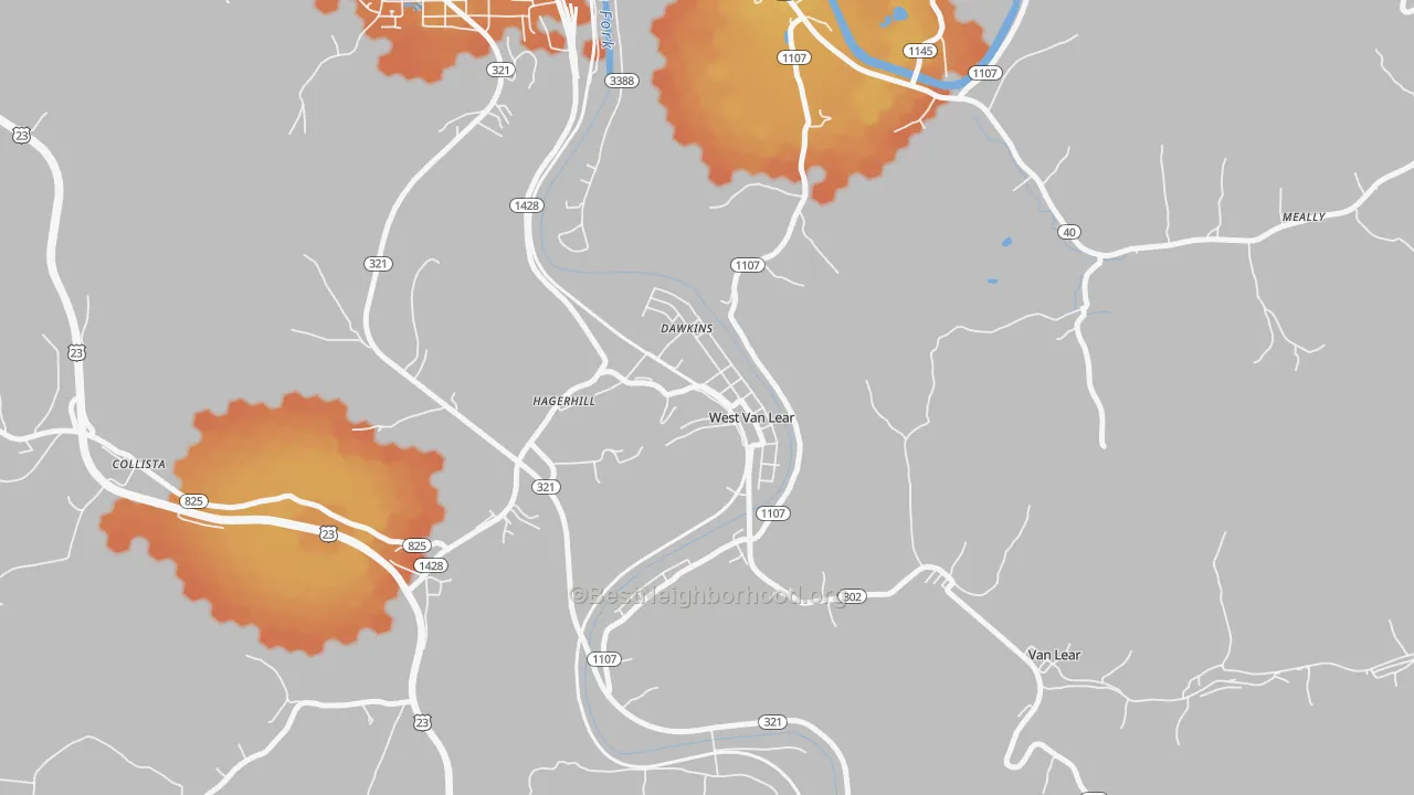 Bike Grade map of West Van Lear, KY