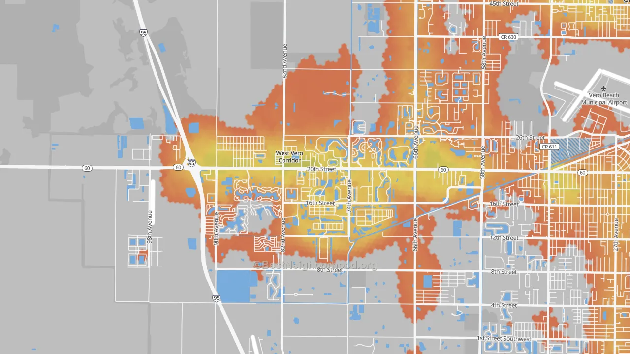 Bike Grade map of West Vero Corridor, FL