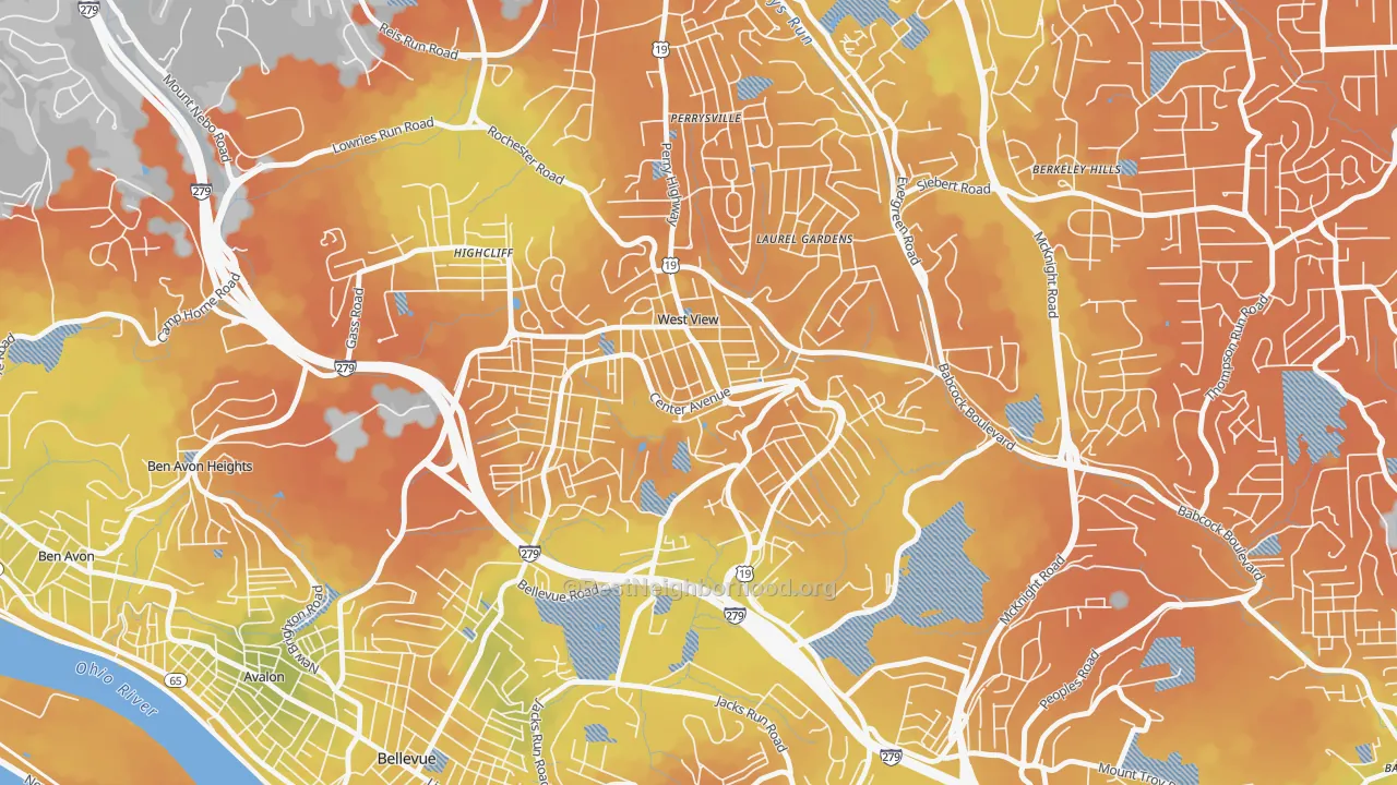 Bike Grade map of West View, PA