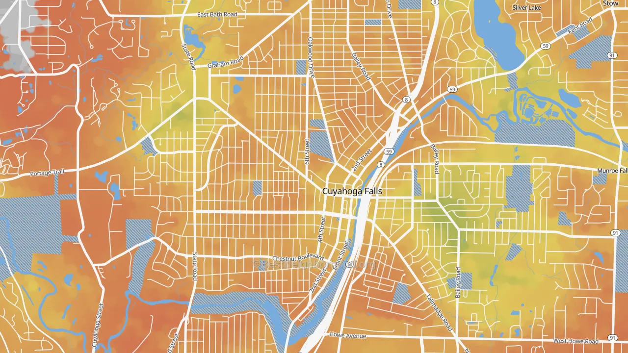 Bike Grade map of West Village, Cuyahoga Falls, OH
