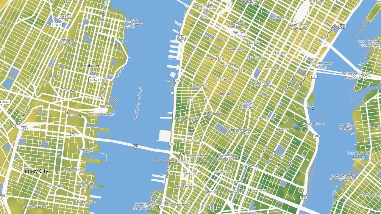 Bike Grade map of West Village, Manhattan, NY