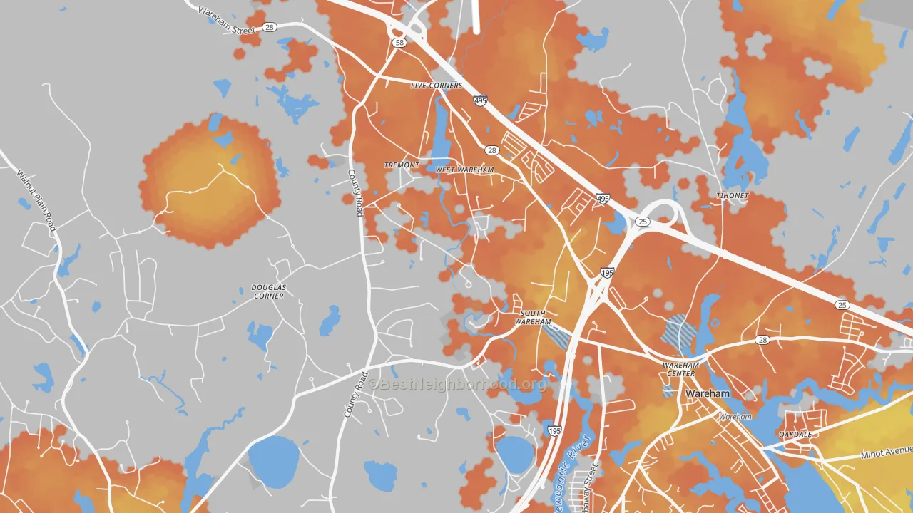 Bike Grade map of West Wareham, MA