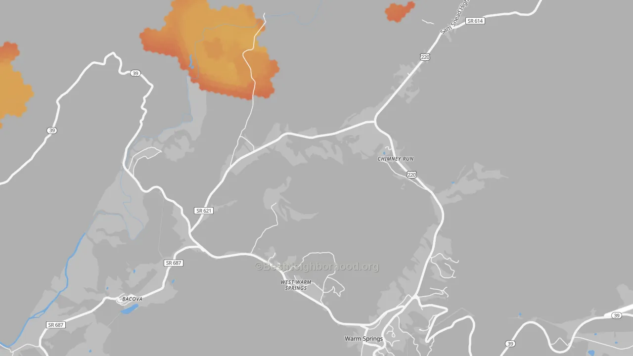Bike Grade map of West Warm Springs, VA