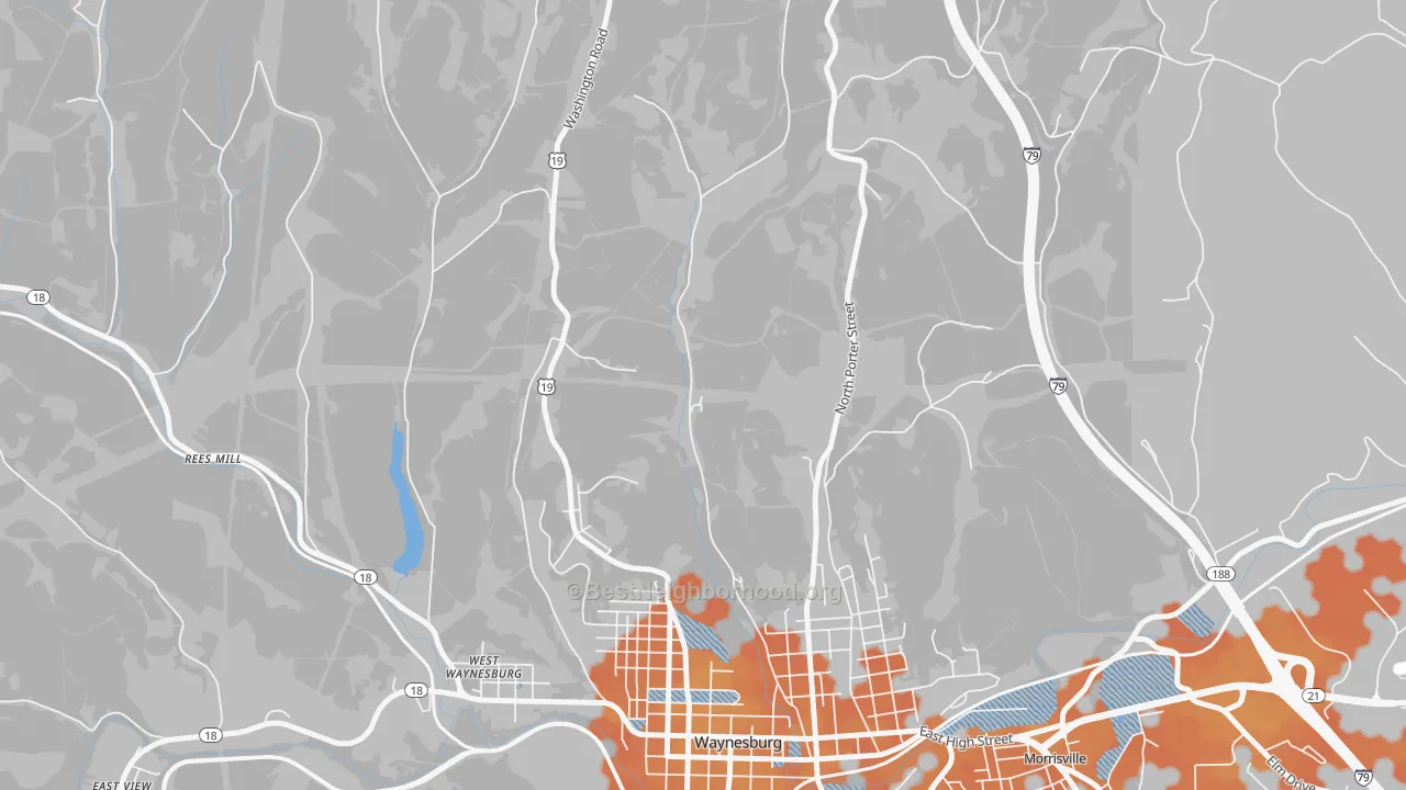 Bike Grade map of West Waynesburg, PA