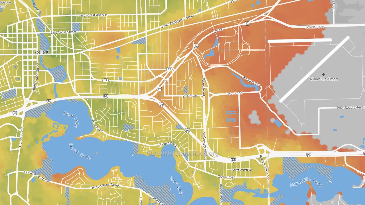 Bike Grade map of West Willow, Ypsilanti, MI