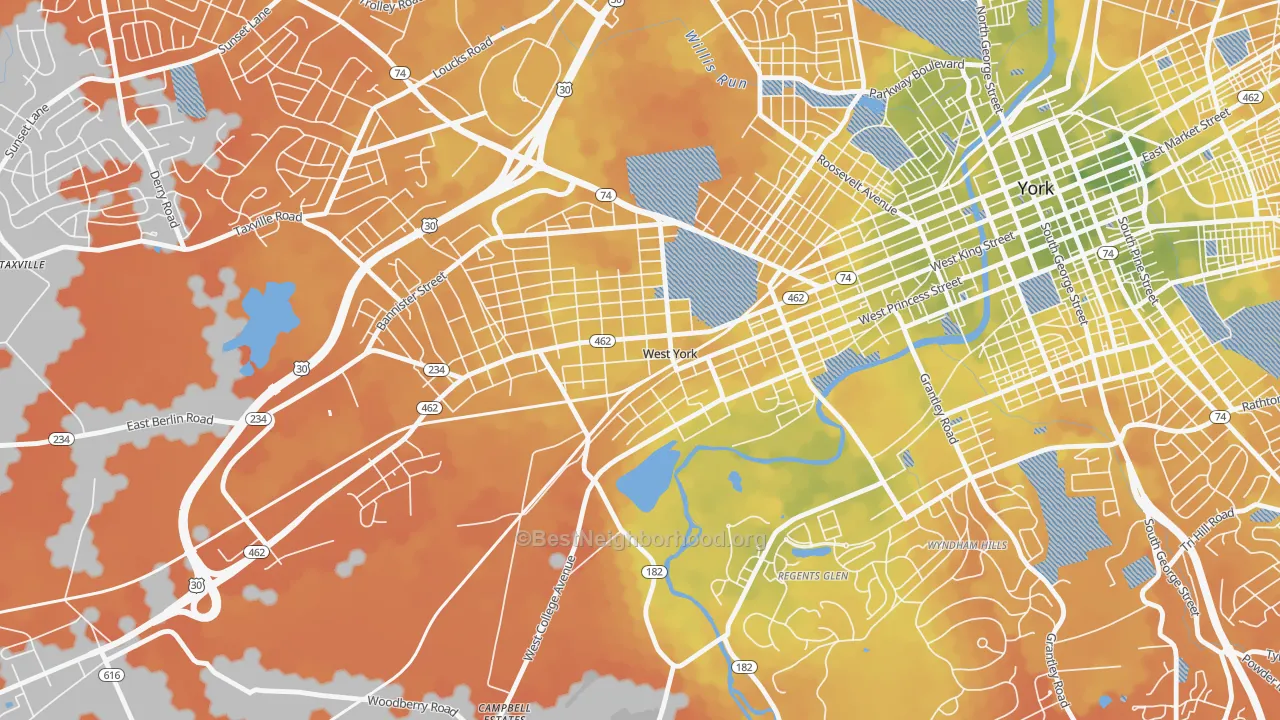 Bike Grade map of West York, PA