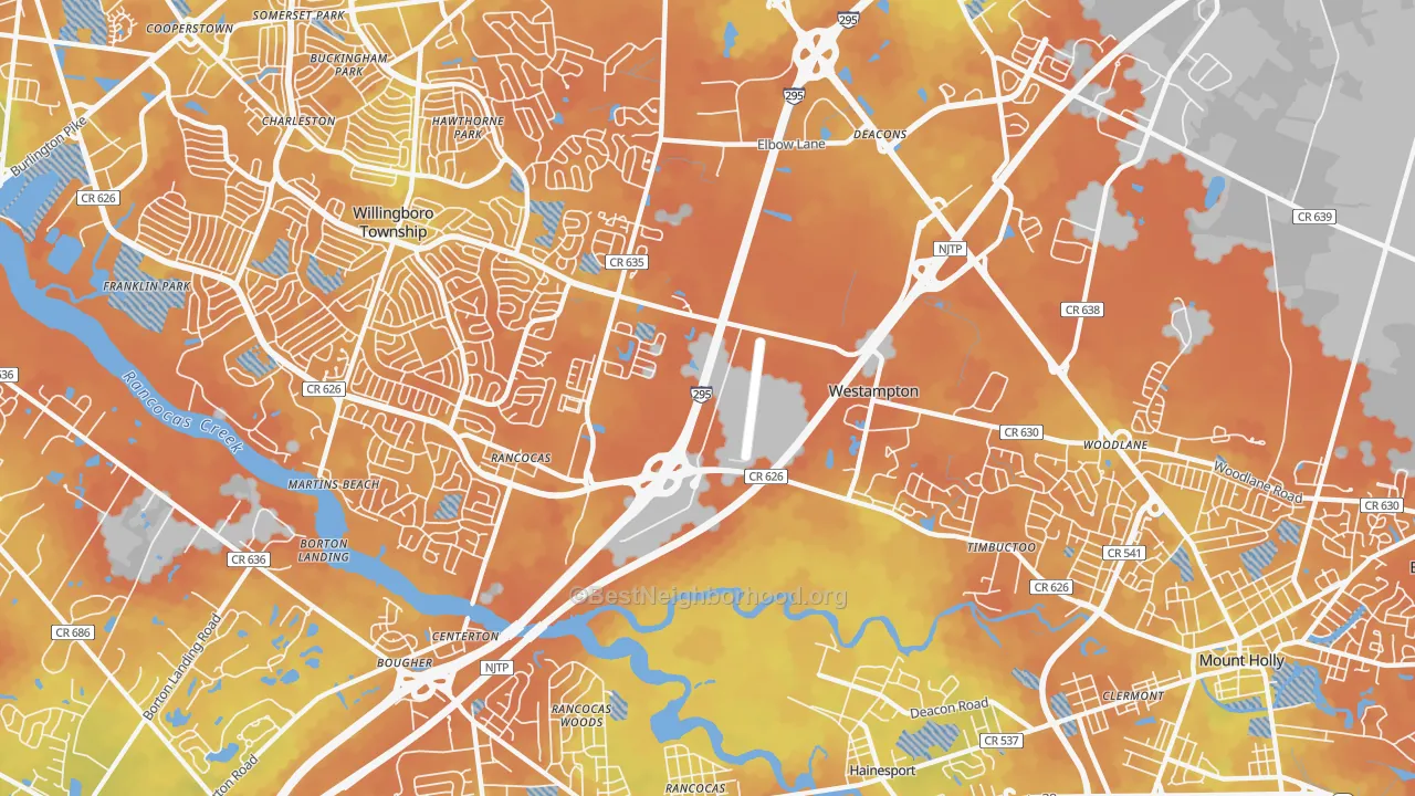Bike Grade map of Westampton, NJ