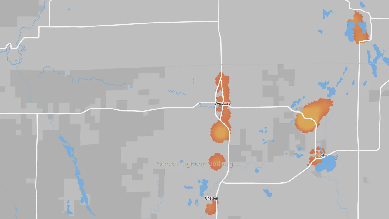 Bike Grade map of Westboro, WI