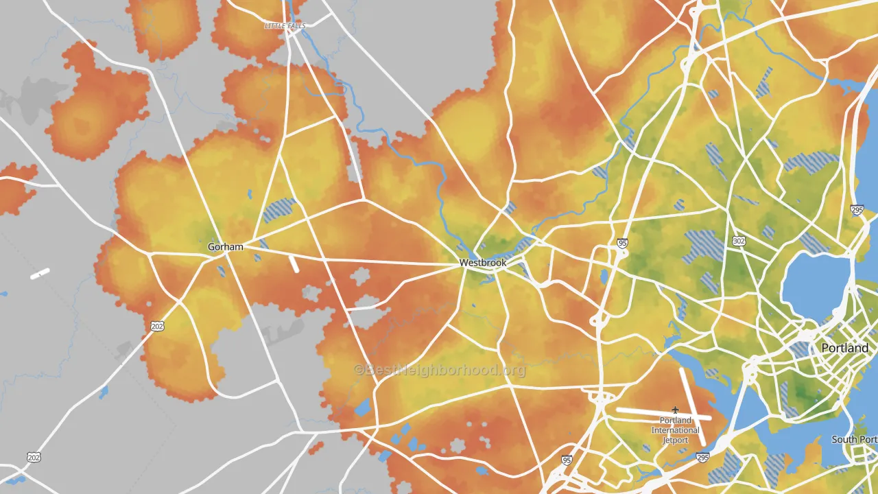 Bike Grade map of Westbrook, ME