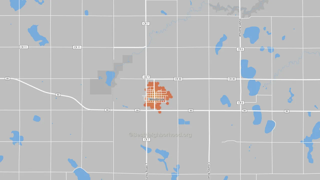 Bike Grade map of Westbrook, MN