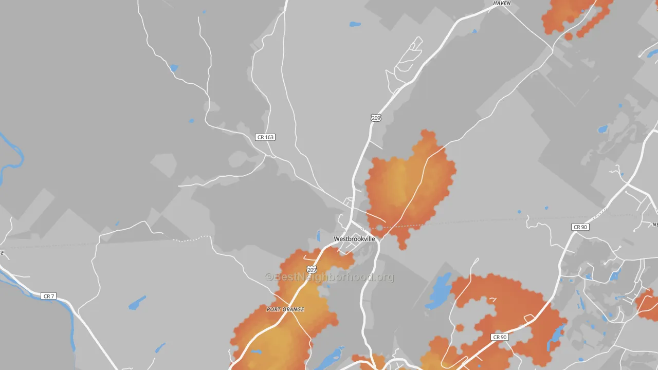 Bike Grade map of Westbrookville, NY