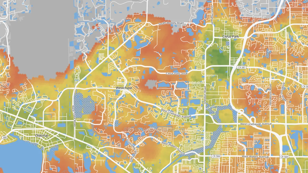 Bike Grade map of Westchase, FL