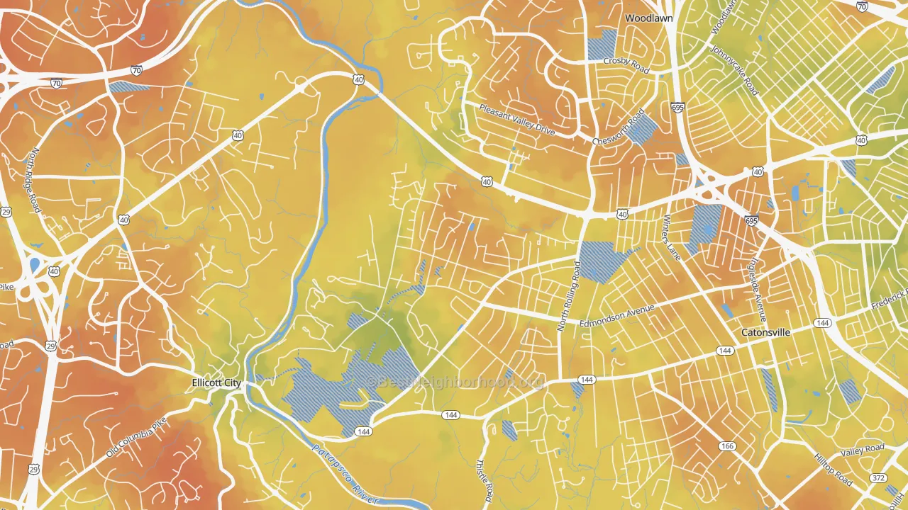 Bike Grade map of Westchester, Catonsville, MD