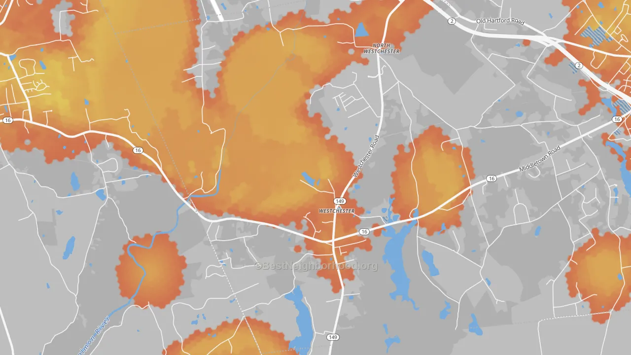 Bike Grade map of Westchester, CT