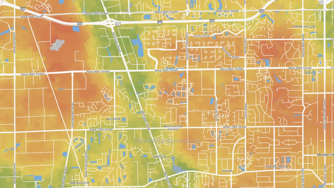 Bike Grade map of Westchester Estates, Indianapolis, IN