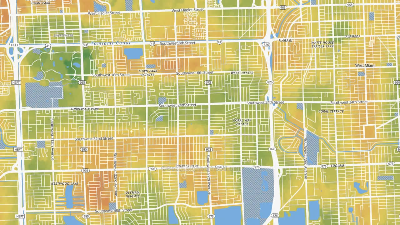 Bike Grade map of Westchester, FL