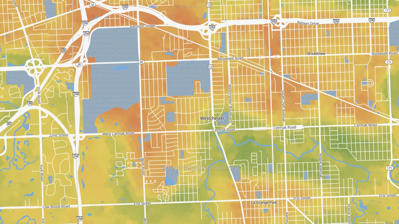 Bike Grade map of Westchester, IL