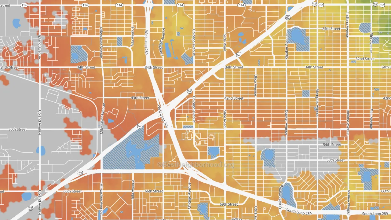 Bike Grade map of Wester, Lubbock, TX