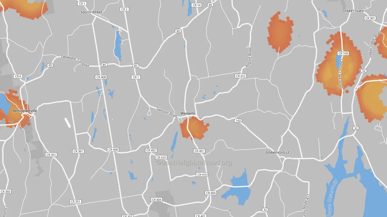 Bike Grade map of Westerlo, NY