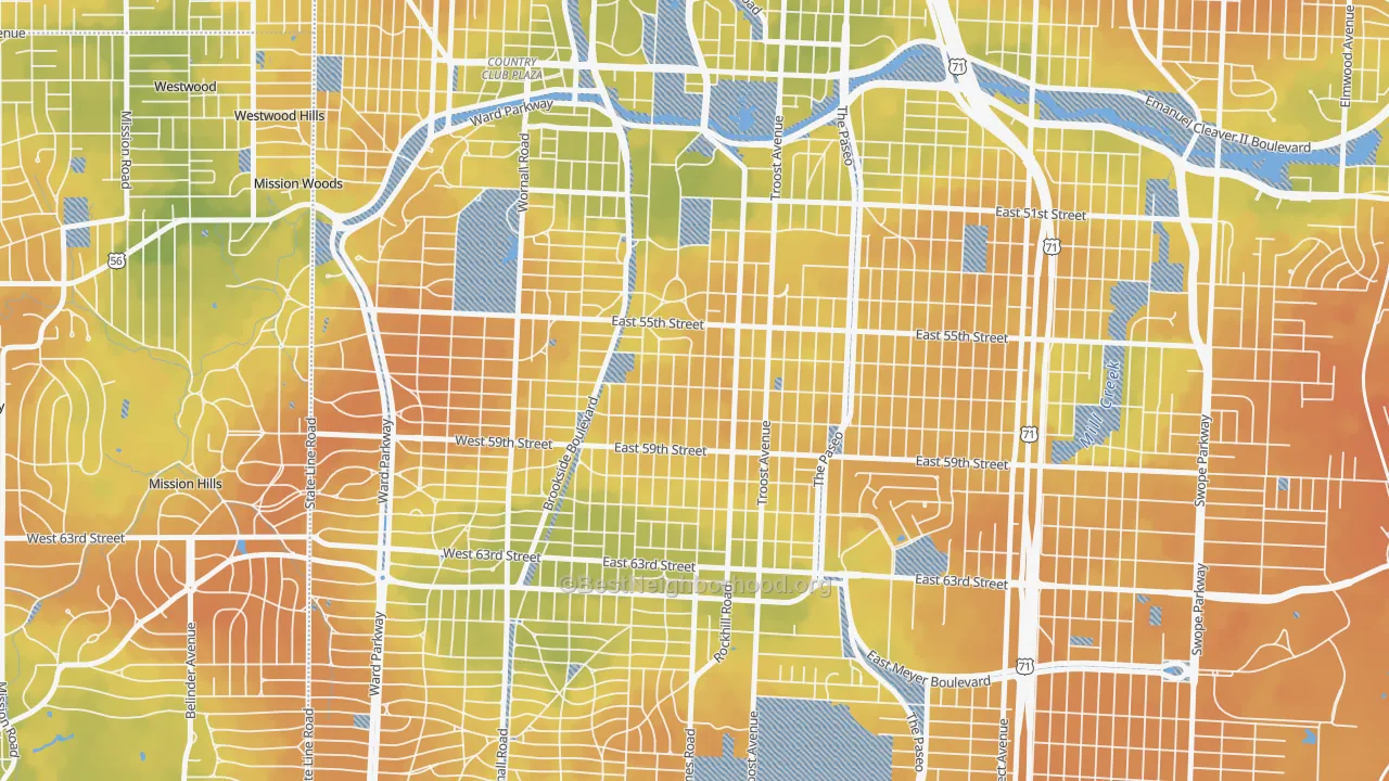 Bike Grade map of Western 49-63, Kansas City, MO