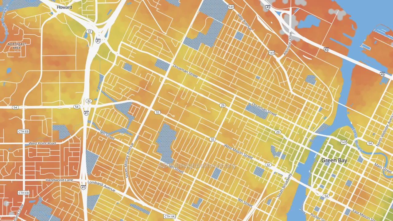 Bike Grade map of Western Corridor, Green Bay, WI