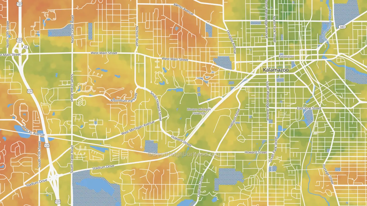 Bike Grade map of Western Michigan University-KRPH, Kalamazoo, MI