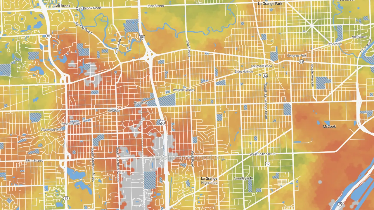 Bike Grade map of Western Springs, IL