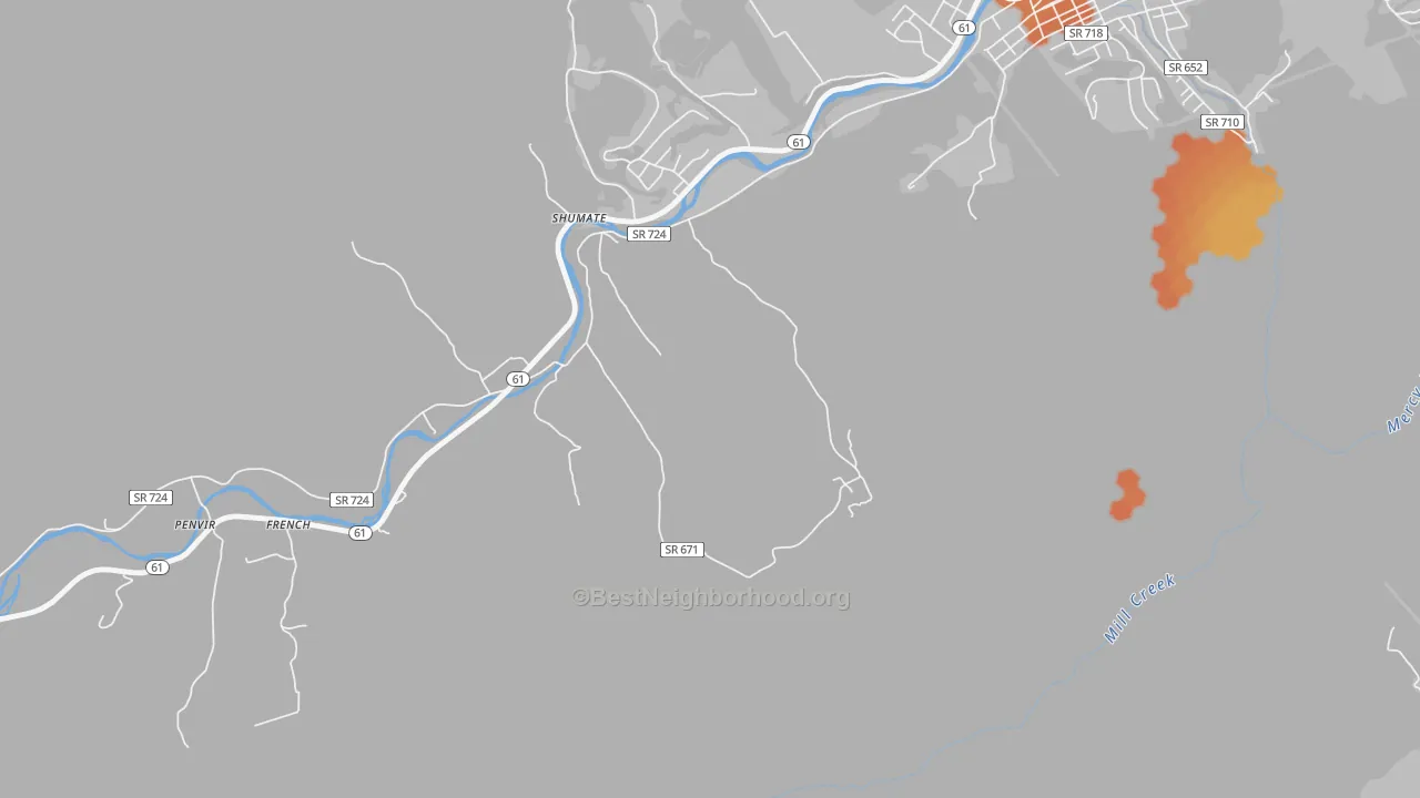 Bike Grade map of Western, VA