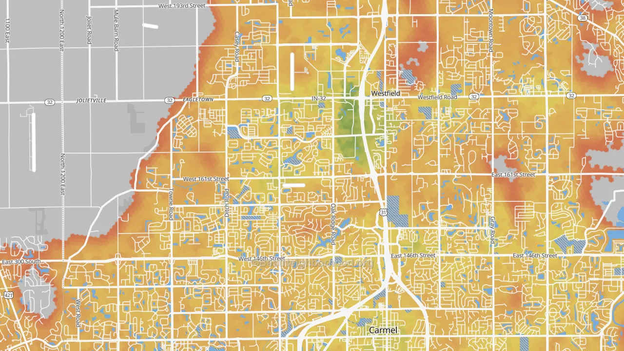 Bike Grade map of Westfield, IN
