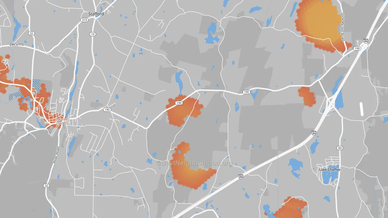 Bike Grade map of Westford, CT