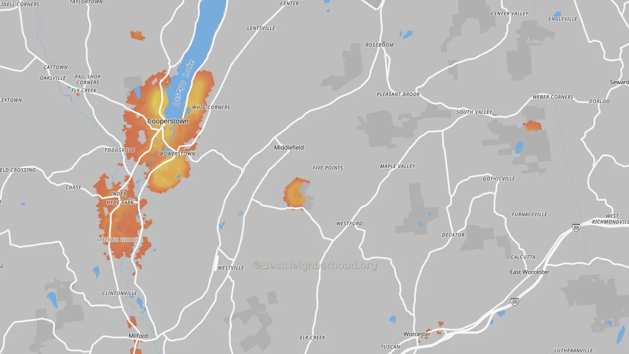Bike Grade map of Westford, NY