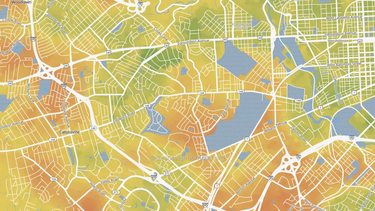 Bike Grade map of Westgate, Baltimore, MD