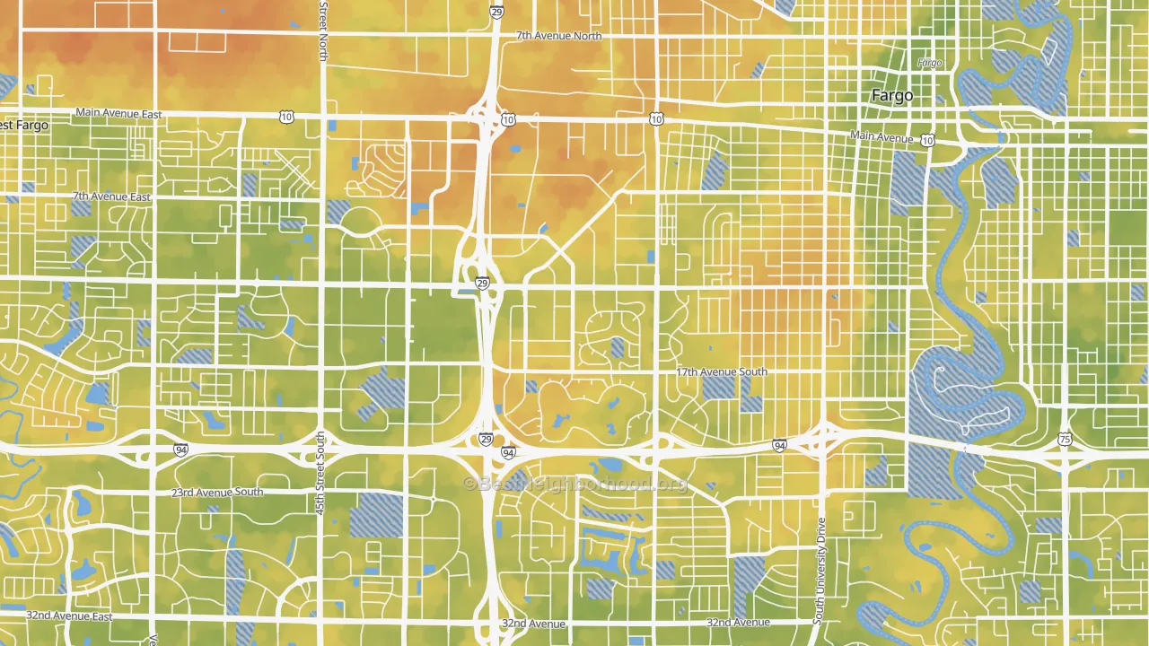 Bike Grade map of Westgate, Fargo, ND