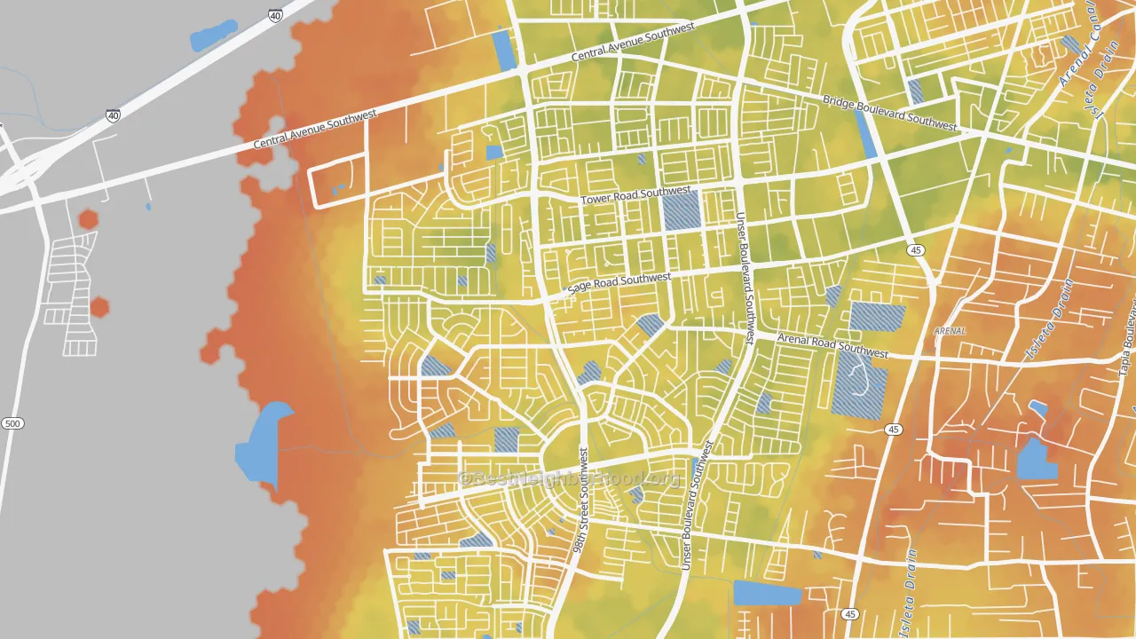 Bike Grade map of Westgate Hts, Albuquerque, NM