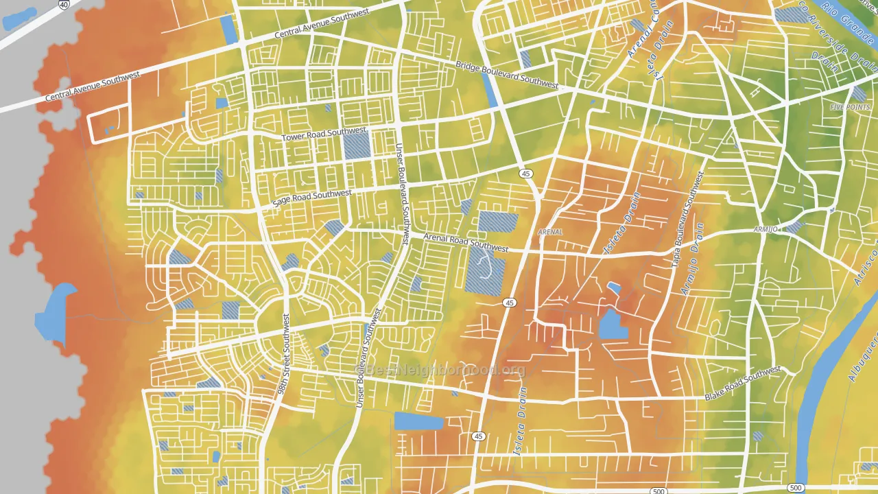 Bike Grade map of Westgate Vecinos, Albuquerque, NM