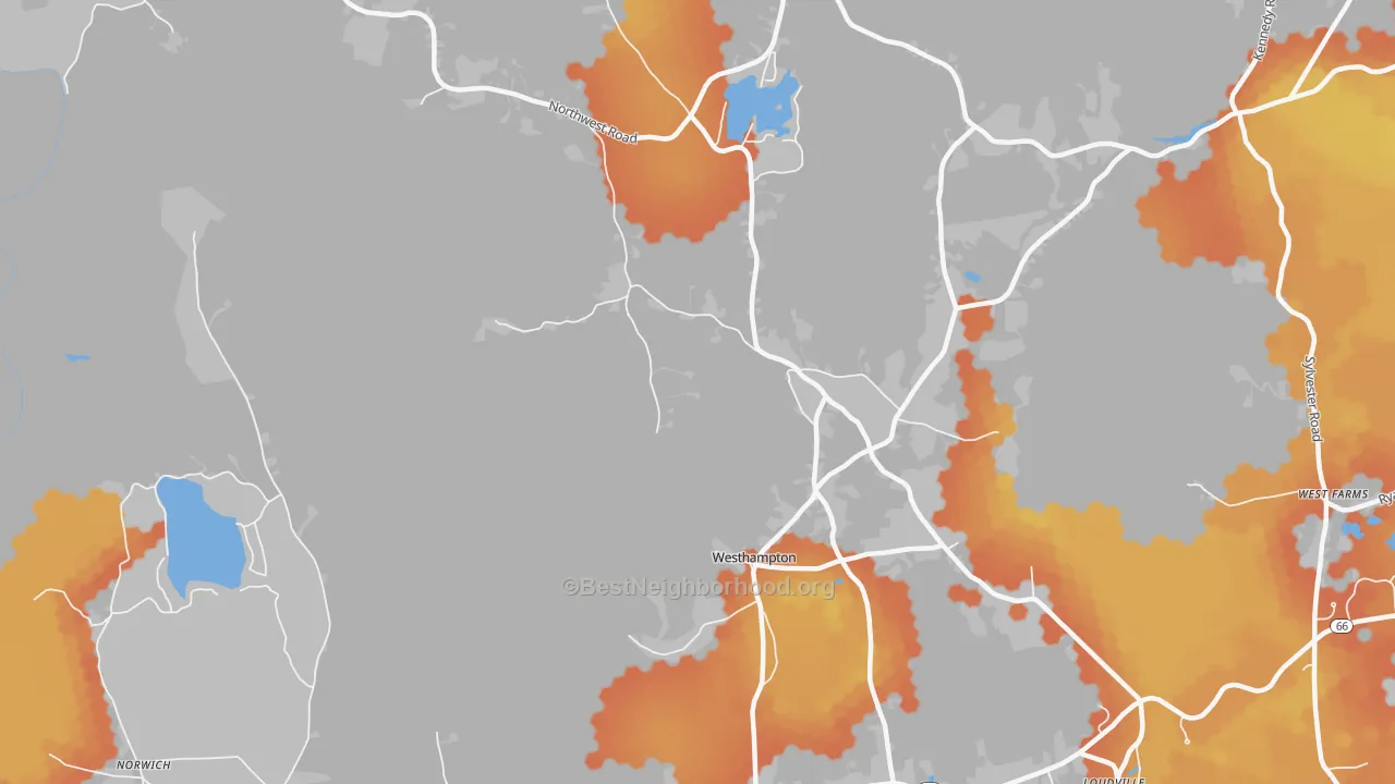 Bike Grade map of Westhampton, MA